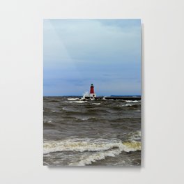 Storm Sandy Effects Menominee Lighthouse Metal Print | Landscape, Photo, Nature 