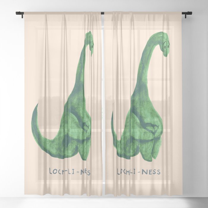 Lonely Loch Ness Monster Loch Li Ness Sheer Curtain By Budikwan