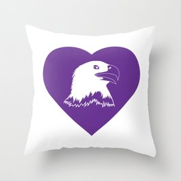 Eagle Mascot Cares Purple Throw Pillow