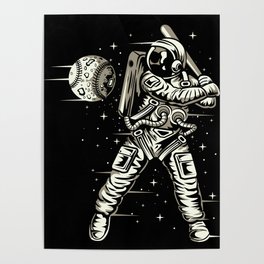 Space Baseball Astronaut Poster
