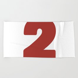 2 (Maroon & White Number) Beach Towel