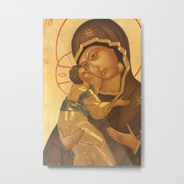 Orthodox Icon of Virgin Mary and Baby Jesus Metal Print | Vintage, Mother, Madonna, Saint, Faith, People, Illustration, Babay, Painting, Jesus 