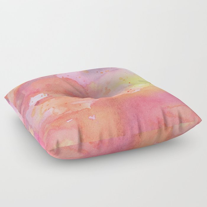 Sunset Color Palette Abstract Watercolor Painting Floor Pillow