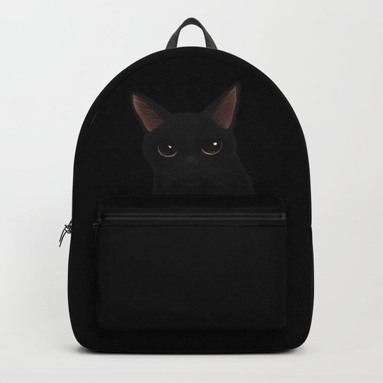Black cat in black Backpack