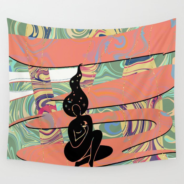 Self hug moon hug Wall Tapestry