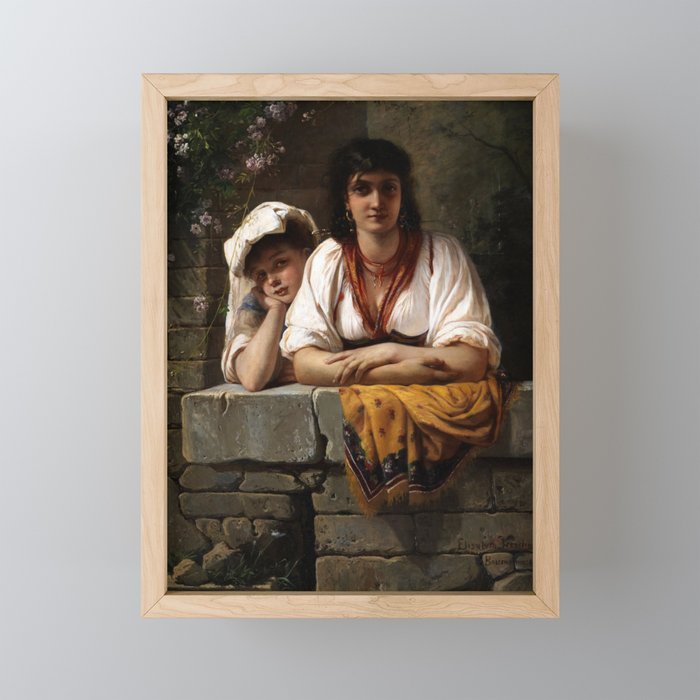 She is Waiting for Him, L'Aspetta, 1878 by Elisabeth Jerichau-Baumann Framed Mini Art Print