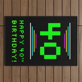 [ Thumbnail: 40th Birthday - Nerdy Geeky Pixelated 8-Bit Computing Graphics Inspired Look Outdoor Rug ]