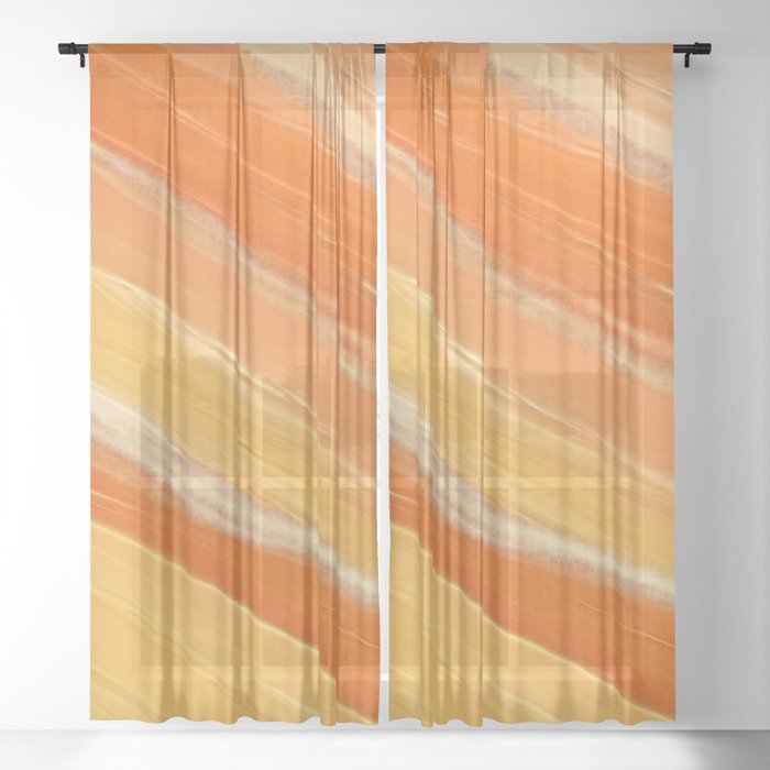 Orange & yellow stripes  Sheer Curtain