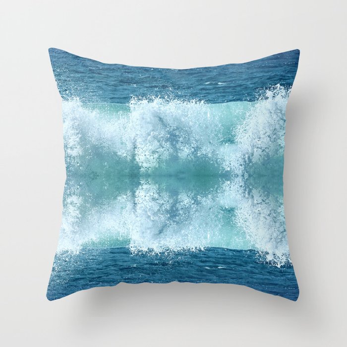 Splashing ocean waves action Throw Pillow