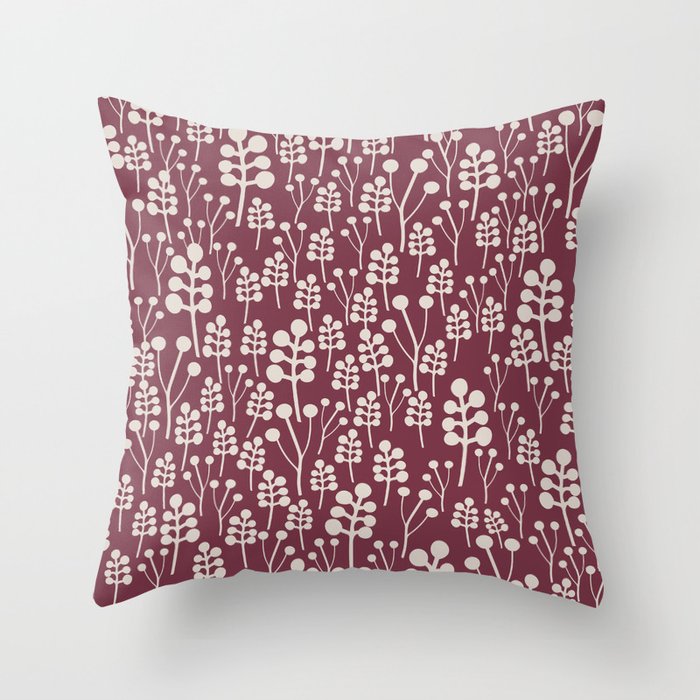 Beautiful red and white berry buds pattern  Throw Pillow