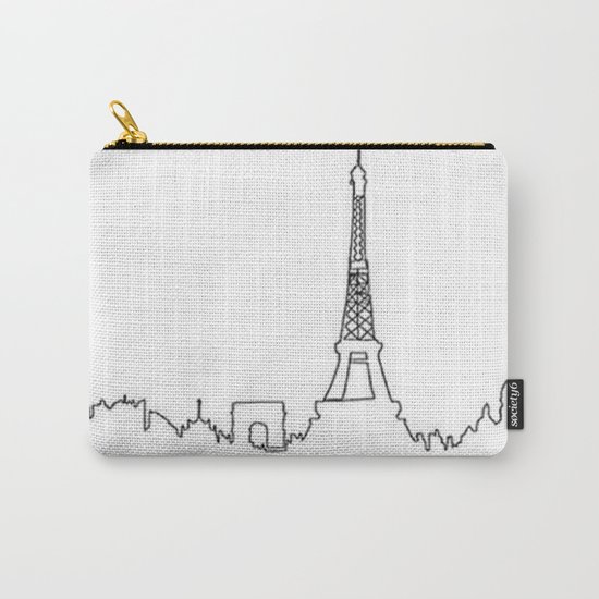 Paris, France Outline (Eiffel Tower, Notre Dame) Carry-All Pouch