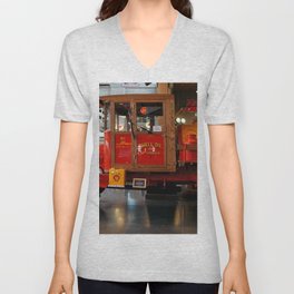 Vintage fire department engine tanker truck color photograph / photography V Neck T Shirt