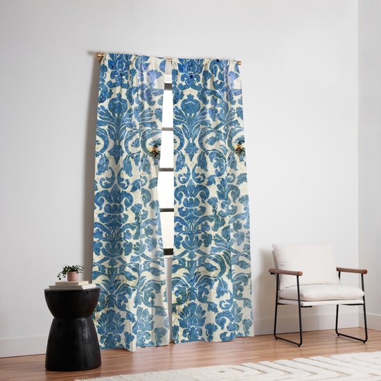 Vintage Antique Blue Wallpaper Pattern Blackout Curtain By Dec02
