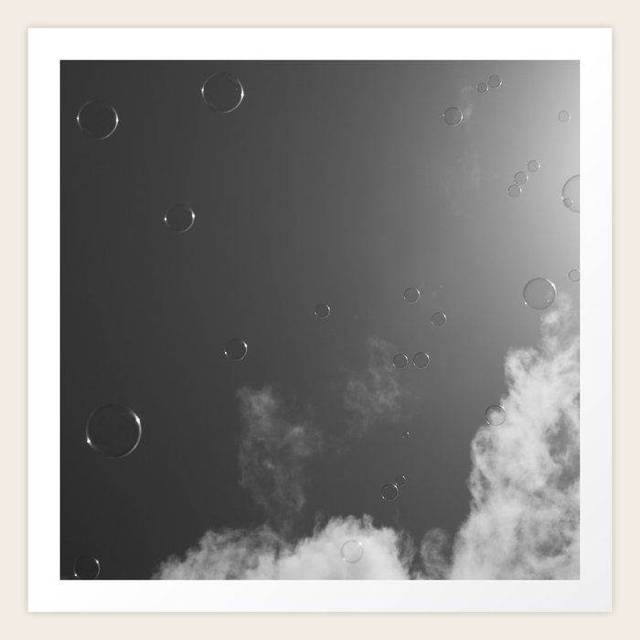 black and white bubbles Art Print by Claire | Society6