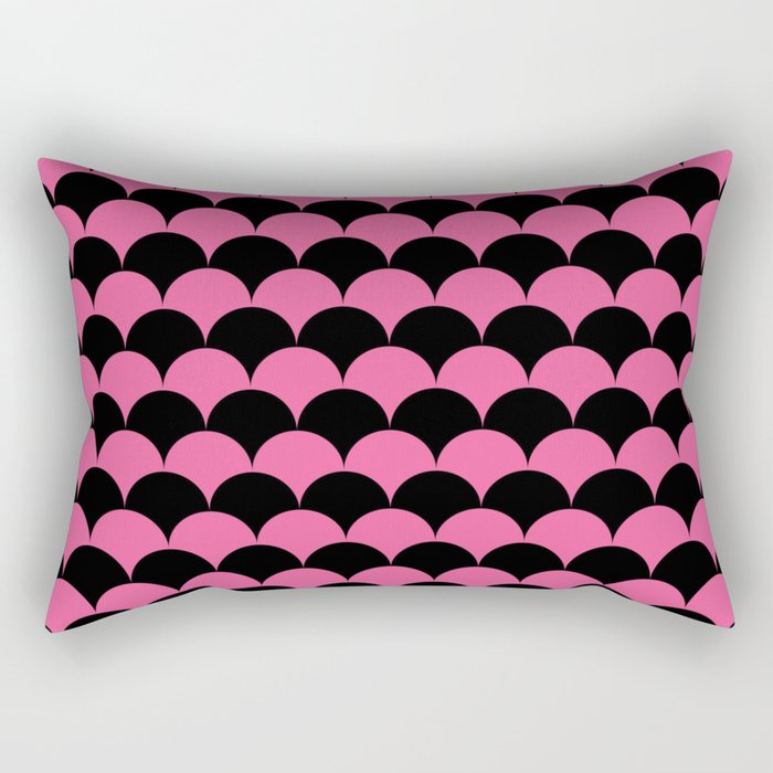 Pink & Black Scales Pattern Rectangular Pillow
