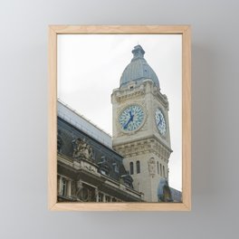 Paris Gare de Lyon | Clock tower and facade of the parisian train station Framed Mini Art Print