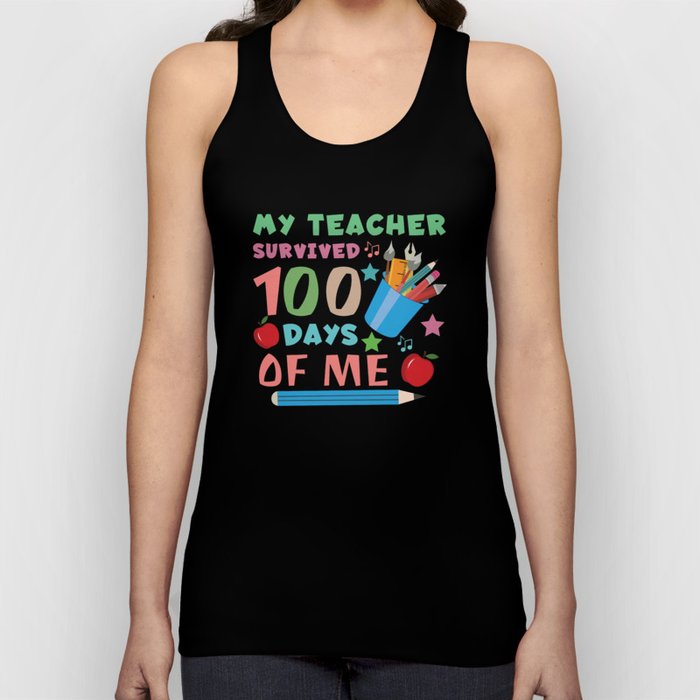 Days Of School 100th Day 100 Teacher Survived Me Tank Top