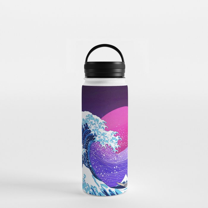 Synthwave Space: The Great Wave off Kanagawa #2 Water Bottle
