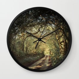 Great Britain Photography - Small Road In The British Forest Wall Clock