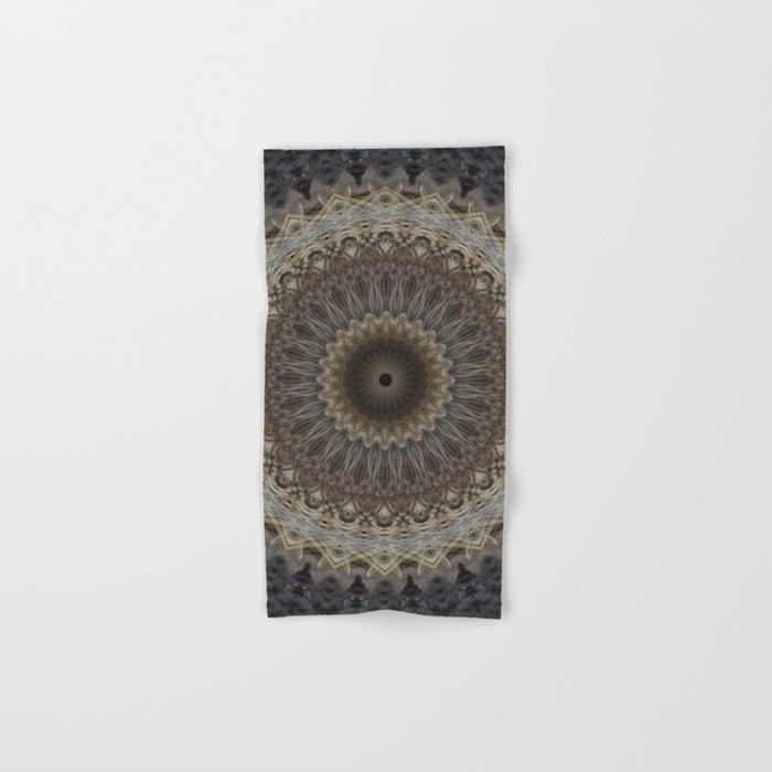 Mandala in warm brown and gray tones Hand & Bath Towel