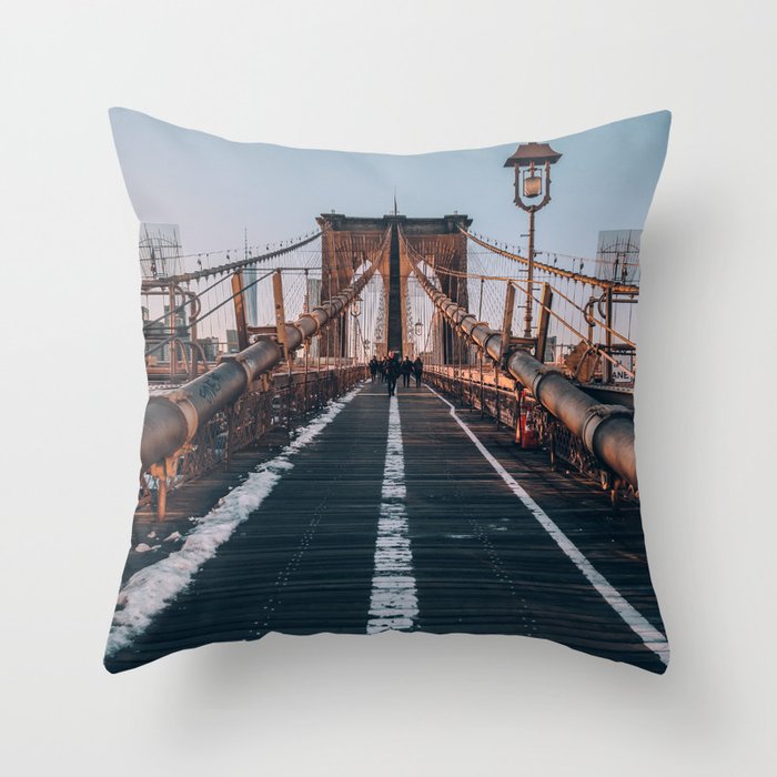 Golden Hour On Brooklyn Bridge Throw Pillow