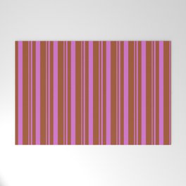 [ Thumbnail: Orchid & Sienna Colored Lines Pattern Welcome Mat ]