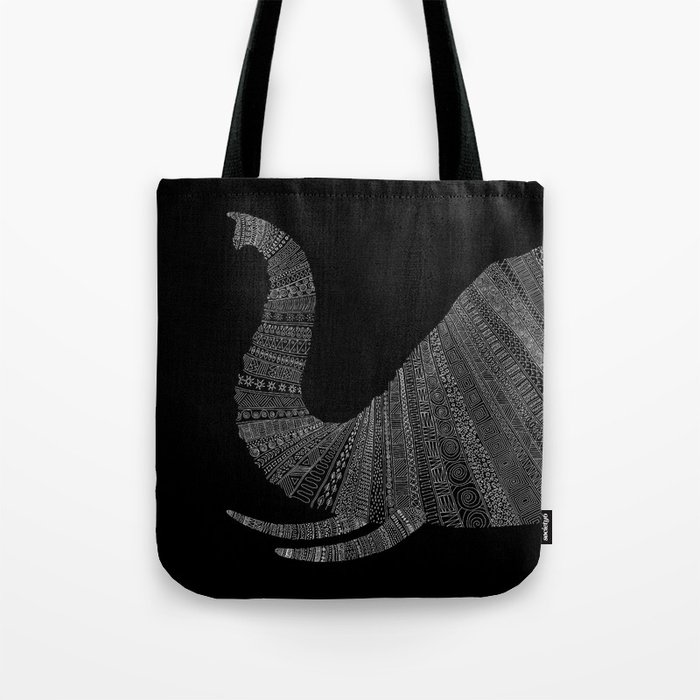 Elephant (On Black) Tote Bag