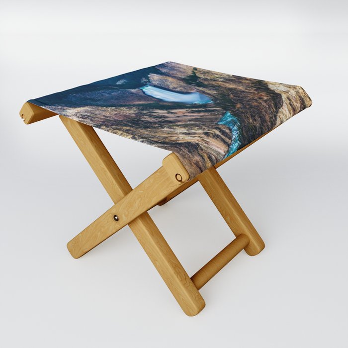Lower Falls - Rainy Evening at the Grand Canyon of the Yellowstone in Yellowstone National Park Folding Stool
