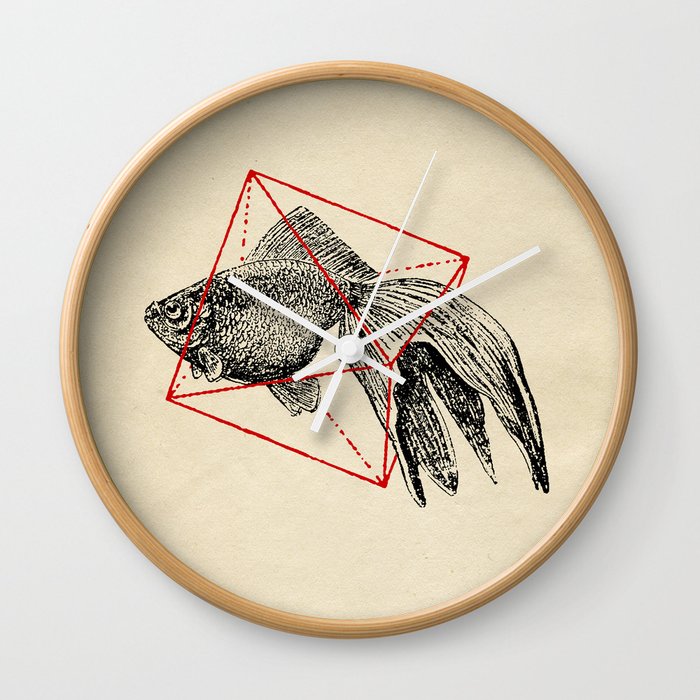 Fish In Geometrics III Wall Clock