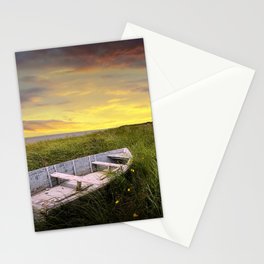 Stranded Row Boat in the Beach Grass at Sunrise on the shore on Prince Edward Island Stationery Card