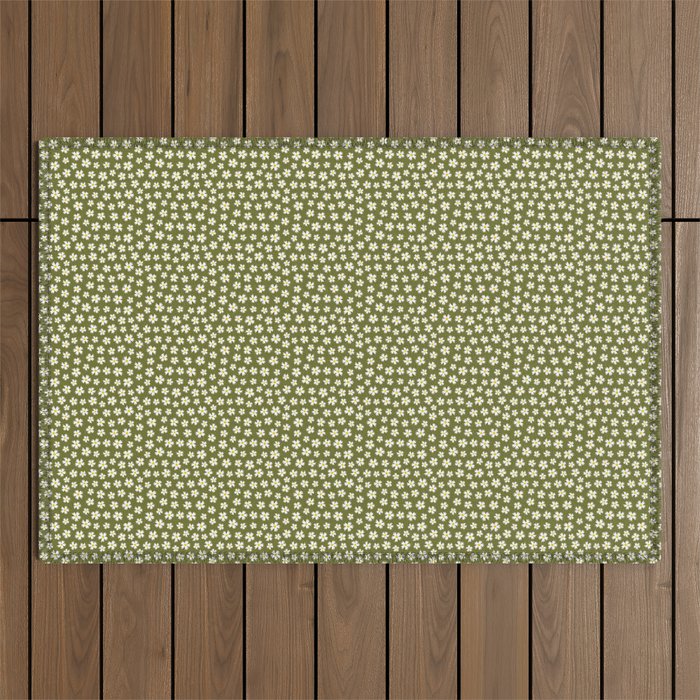 Lazy Daisy on Sage Green Outdoor Rug