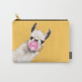 Bubble Gum Sneaky Llama in Yellow Carry-All Pouch