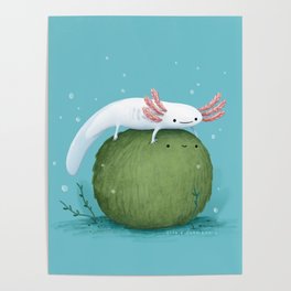 Axolotl on a Mossball Poster