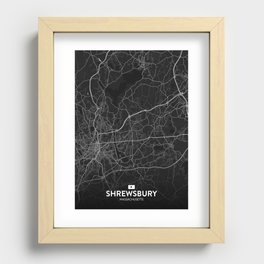 Shrewsbury, Massachusetts, United States - Dark City Map Recessed Framed Print