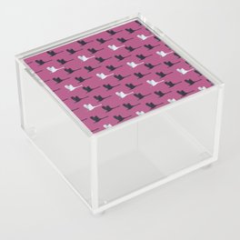 Flying Elegant Swan Pattern on Magenta Background Acrylic Box