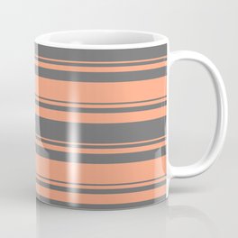 [ Thumbnail: Dim Gray & Light Salmon Colored Lined Pattern Coffee Mug ]