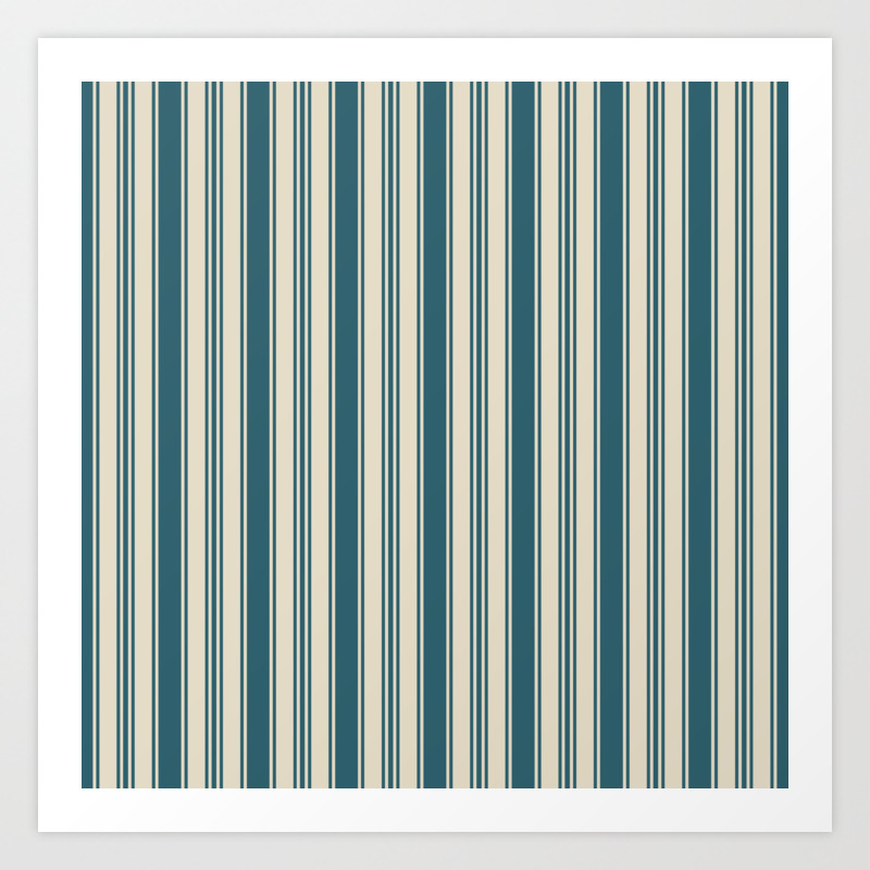 Vintage Wallpaper Design Dark Teal Pattern Art Print By