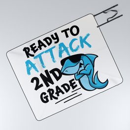 Ready To Attack 2nd Grade Shark Picnic Blanket