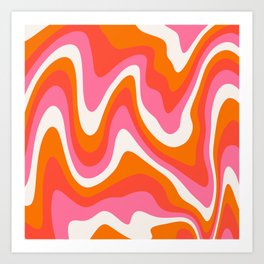 Retro Pink and Orange 70s Abstract Art Print