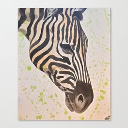 Zebra green splashes Canvas Print