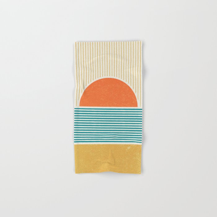 Sun Beach Stripes - Mid Century Modern Abstract Hand & Bath Towel