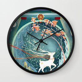 Deer with the good fortune Wall Clock