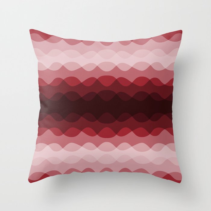 Red Overlapping Wavy Line Pattern Throw Pillow