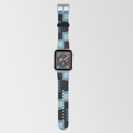 Retro Mid Century Modern Pattern 124 Blue Black and Beige Apple Watch Band