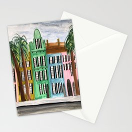 Rainbow Row Charleston South Carolina Watercolor Sketch Stationery Cards