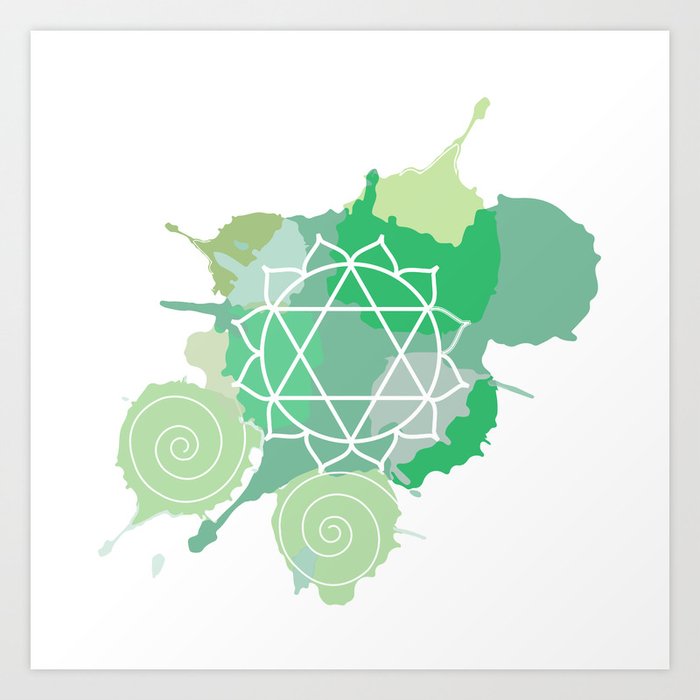 Anahata chakra Meditation aura and fourth of the seven chakras symbol Art Print