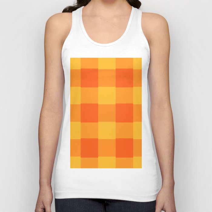 Checkered - Colorful Abstract Retro Pattern in Yellow and Orange Tank Top
