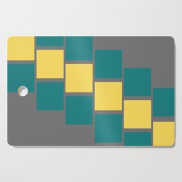 Slanting square boxes | yellow and green Cutting Board