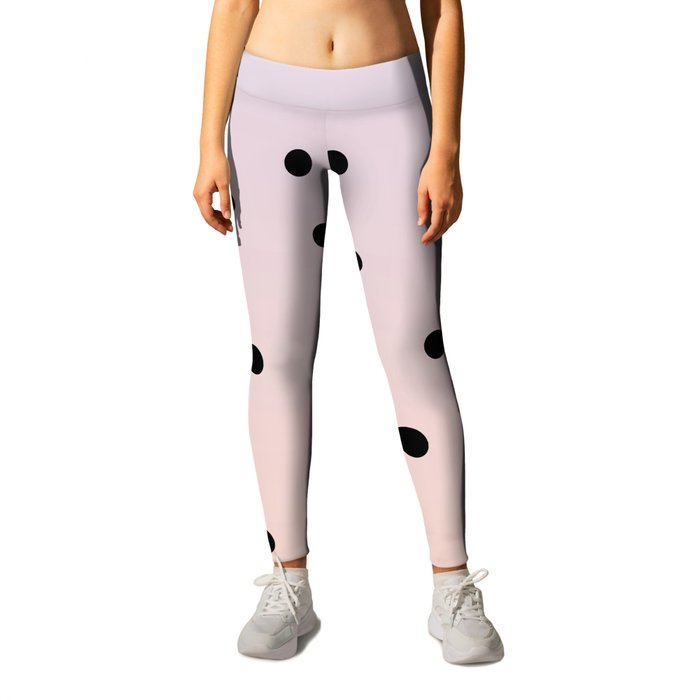 Black Polka Dot On Pastel Background Pattern Leggings