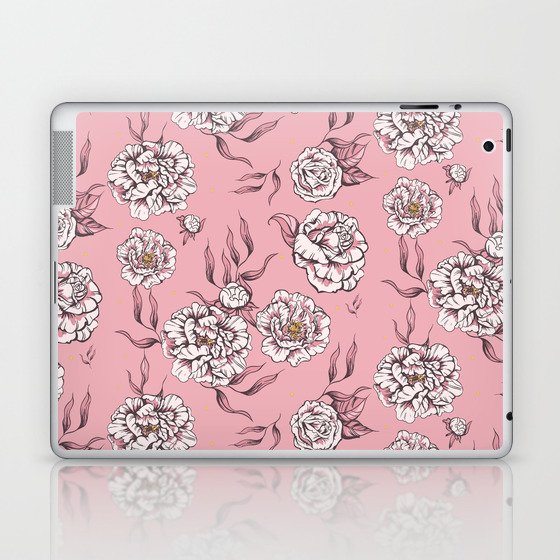 Light Pink Pastel Vintage Flower Power Floral Pattern Laptop & iPad Skin